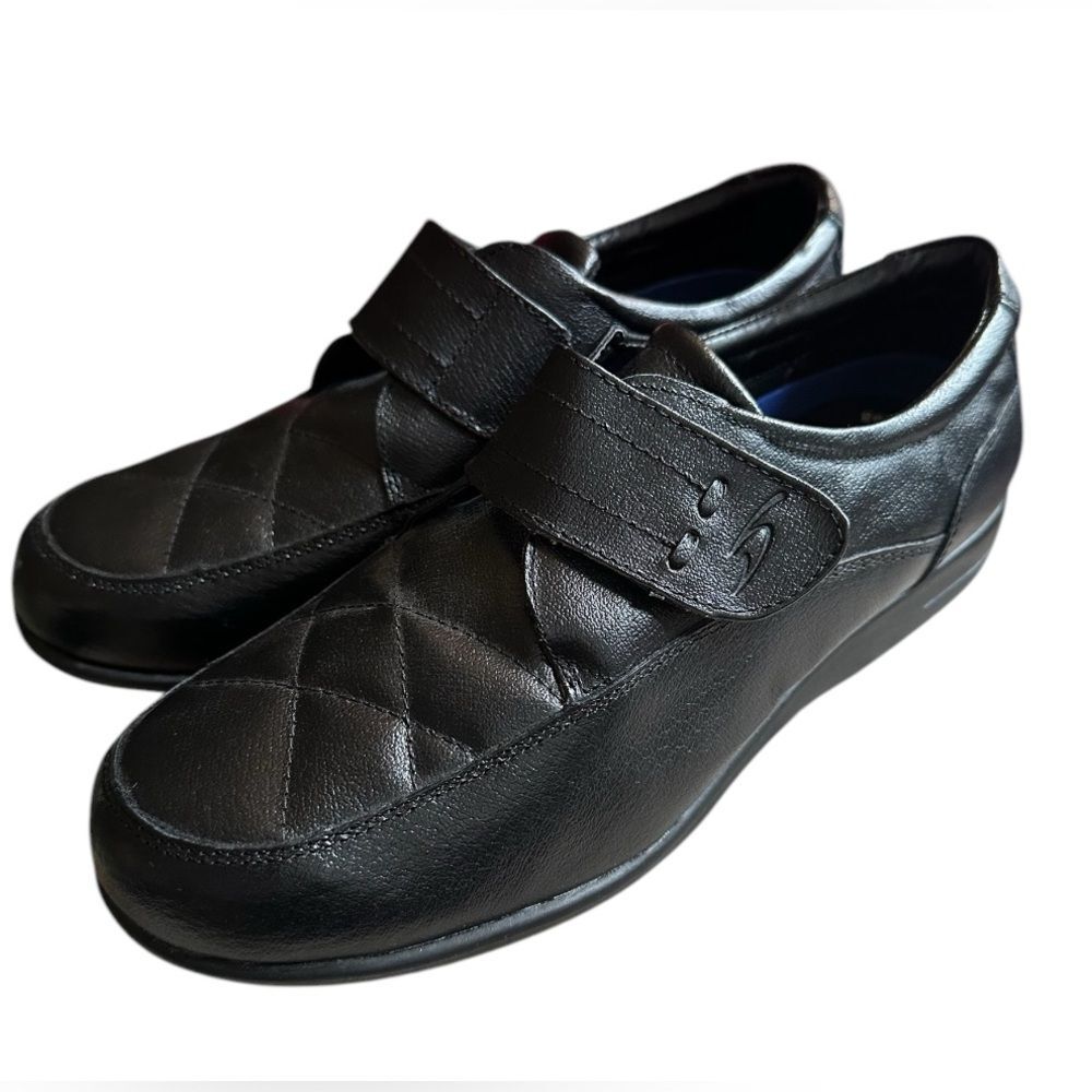 Womens Dr. Scholl's Black Leather Hook & Loop Closure-Double Air Pillow Size 11W